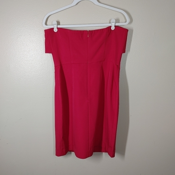 Sam Edelman Red Bow Front Sheath Strapless Dress Size 10 - Picture 2 of 13